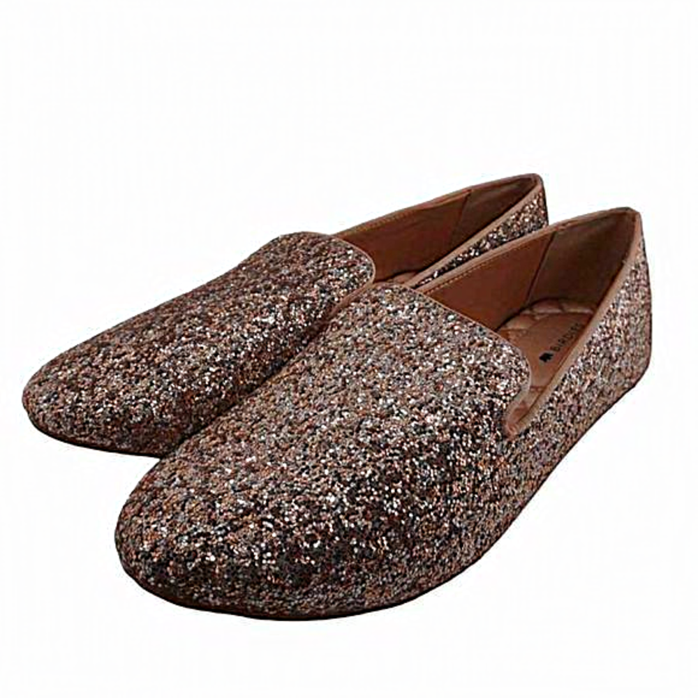 Birdies Rose Gold Glitter Flats Loafers